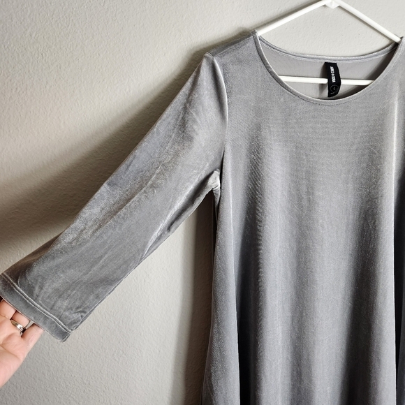 Agnes & Dora Womens Gray Velvet 3/4 Sleeve Swing Tunic Dress-Size L (12-14) - Picture 3 of 6